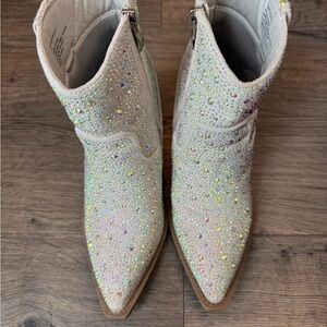 Madden Girl Jolene Sparkling White Ankle Boots